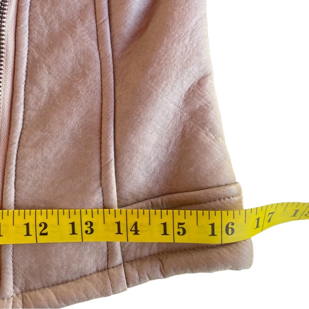 HP✨NWT SAGE the Label Rustic Heart Biker Faux Leather Moto Long Sleeve Jacket XS - Picture 14 of 16